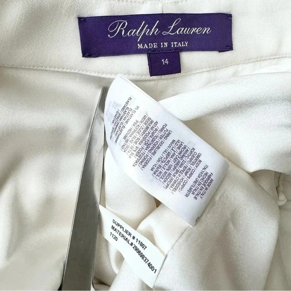 NEW Ralph Lauren Collection Seth Wool Crepe Tuxedo Pant in Lux Cream Size 14 - Picture 9 of 15
